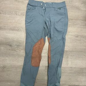 Equestrian Knee Patch Ankle Riding Tights - Slate Blue